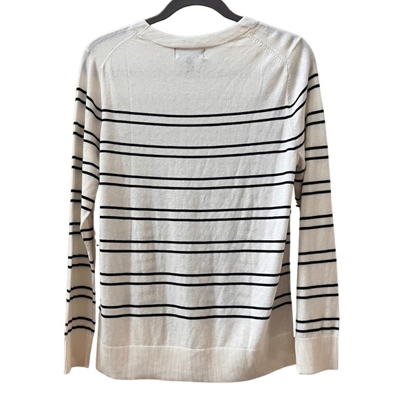 NWOT Banana Republic Forever Sweater, Striped black and white crew neck, L - Picture 2 of 8